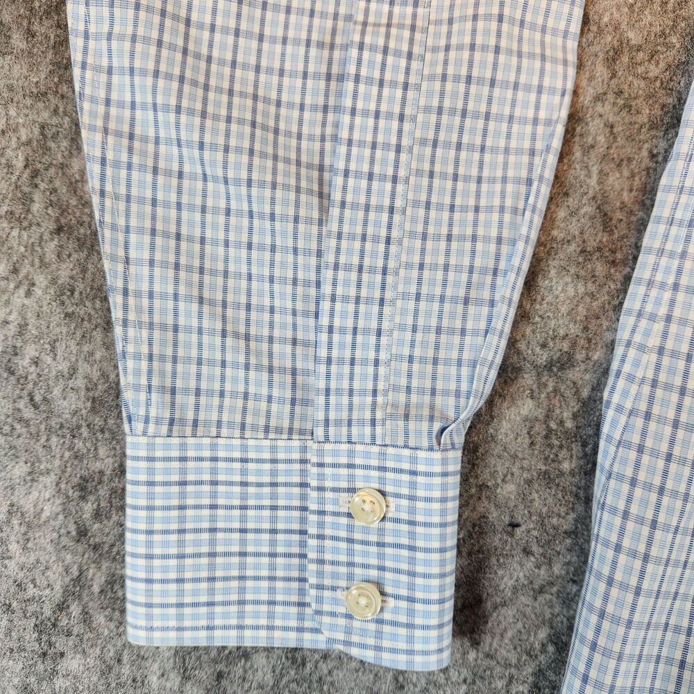 Charles Tyrwhitt Dress Shirt Men 17/36 Blue Plaid‎ Slim Non Iron Work Business - Picture 7 of 10